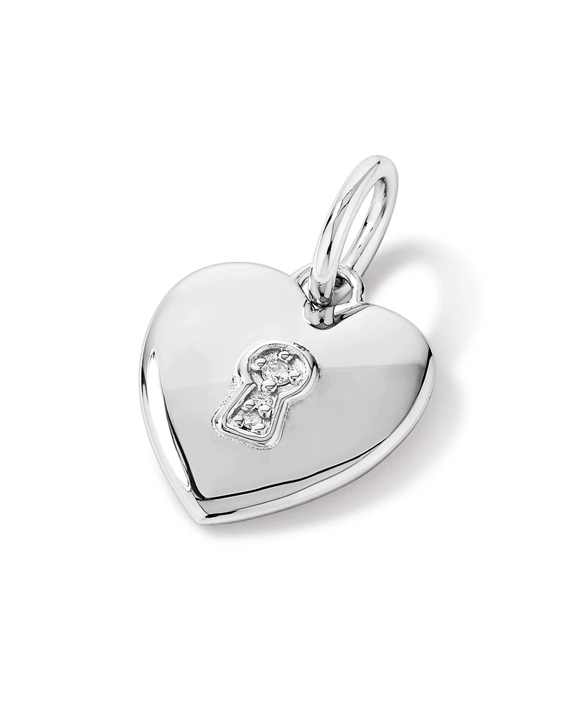 Diamond Accent Love Heart Lock Pendant in Sterling Silver