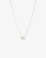 Two-Tone Double Circle Link Hammered Finish Necklace in 10kt White & Yellow Gold