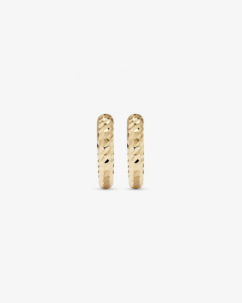 Boucles d'Oreilles Huggie Hoop Diamantées 9mm en Or Jaune 10kt