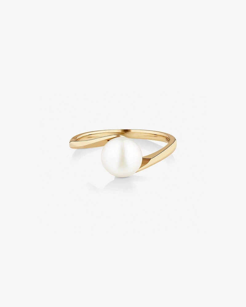 Twist Ring with Cultured Freshwater Pearl in 10kt Yellow Gold