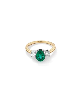 Emerald Ring with .40TW Diamonds in 14kt Yellow and White Gold