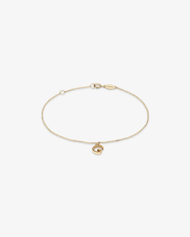 19cm (7.5") C Initial Bracelet in 10kt Yellow Gold