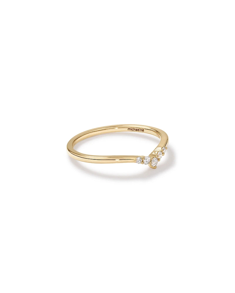 Diamond Chevron Wedding Band in 14kt Yellow Gold