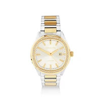 Two-Tone Men's 0.60 Carat TW Diamond Quartz Watch in Yellow Gold Tone Stainless Steel