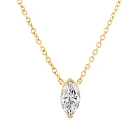 0.30 Carat TW Marquise Cut Laboratory-Grown Diamond Solitaire Necklace in 10kt Yellow Gold