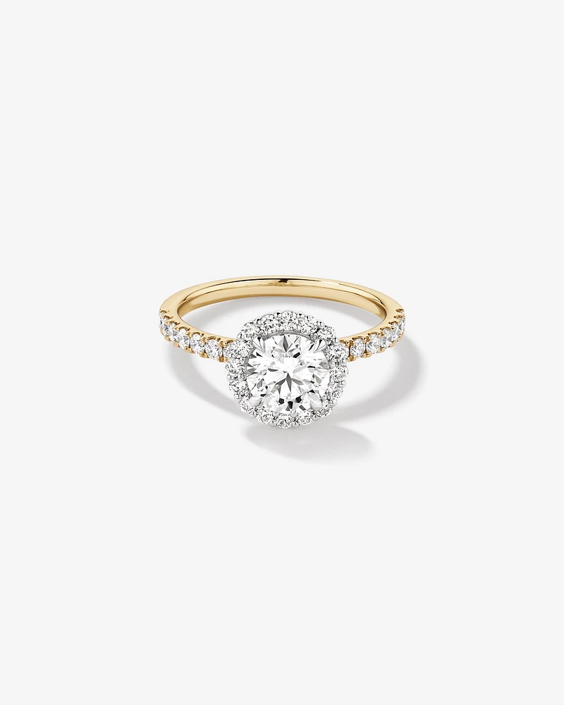 1.79 Carat TW Round Brilliant Laboratory-Grown Diamond Halo Engagemet Ring in 14kt White Gold