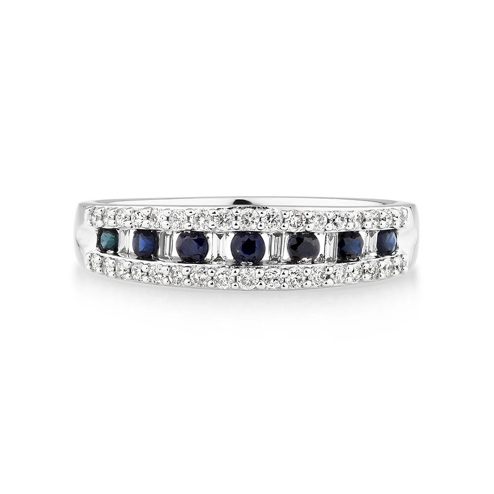 Ring with Sapphire & 0.29 Carat TW of Diamonds In 10kt White Gold