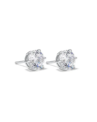 9.5mm Round Brilliant Cubic Zirconia Stud Earrings in Sterling Silver