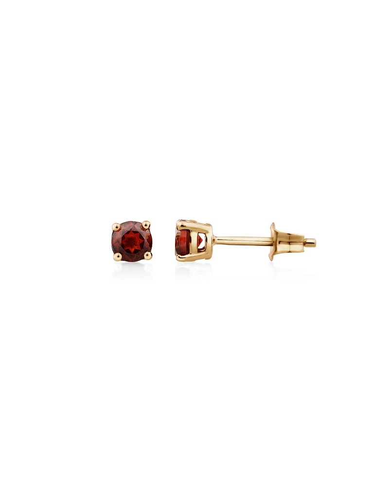 Stud Earrings with Rhodolite Garnet in 10kt Yellow Gold