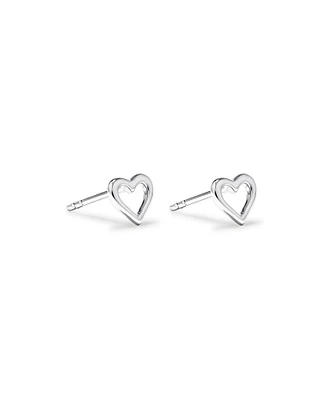 Open Heart Stud Earrings in Sterling Silver