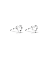 Open Heart Stud Earrings in Sterling Silver