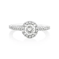 Bague de fiançailles en or blanc 14 K avec diamants totalisant 0,92 ct