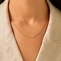 1.65mm Wide Solid Singapore Twist Chain in 10kt White Gold