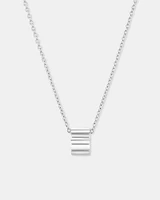 Ribbed Rondel Necklace in 10kt White Gold