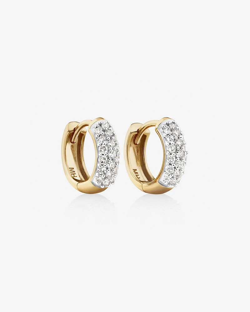 Mini Hoops with 0.25 Carat TW of Diamonds in 10kt Yellow Gold