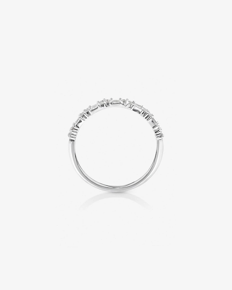 0.30 Carat TW Diamond Dot Dash Double Row Ring in 10kt White Gold