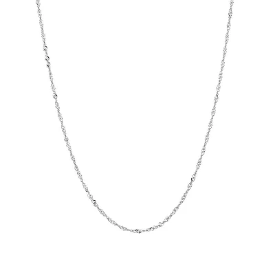 1.65mm Wide Solid Singapore Twist Chain in 10kt White Gold