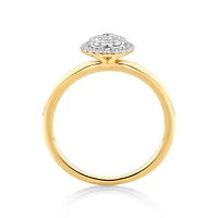 0.40 Carat TW Pear Shape Cluster Laboratory-Grown Diamond Engagement Ring in 10kt Yellow and White Gold