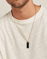 Men's Rectangular Onyx Pendant on Rolo Chain in 10kt Yellow Gold