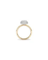 Carat TW Emerald Cut Laboratory-Grown Diamond Halo Engagement Ring in 14kt Yellow and White Gold