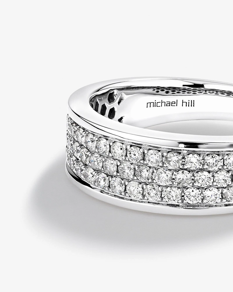 Men's Pave Ring with 0.87 Carat TW of Diamonds in 10kt White Gold