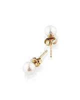 Stud Earrings with 5mm Round Cultured Freshwater Pearl in 10kt Yellow Gold