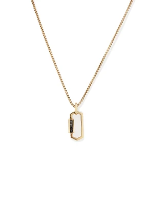 Men's 0.10 Carat TW Black Diamond Pendant on Rounded Box Chain in 10kt Yellow Gold