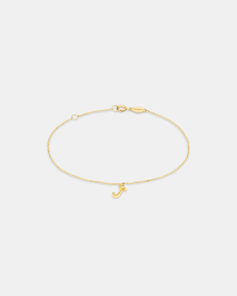 19cm (7.5") C Initial Bracelet in 10kt Yellow Gold
