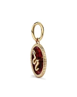 Lunar New Year Red Circle Snake Pendant with Diamond Accent in 10kt Yellow Gold