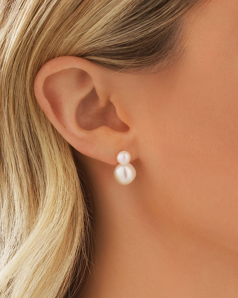 Drop Earrings with Cultured Freshwater Baroque Pearls in 10kt Yellow Gold