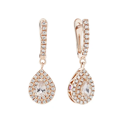 Sir Michael Hill Designer Drop Earrings with Morganite & 0.38 Carat TW of Diamonds in 10kt Rose Gold