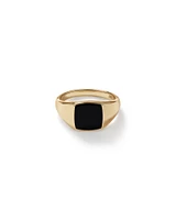 Bague pour hommes avec onyx en forme de coussin en or jaune 10kt