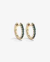 London Blue Topaz Huggie Hoop Earrings in 10kt Yellow gold