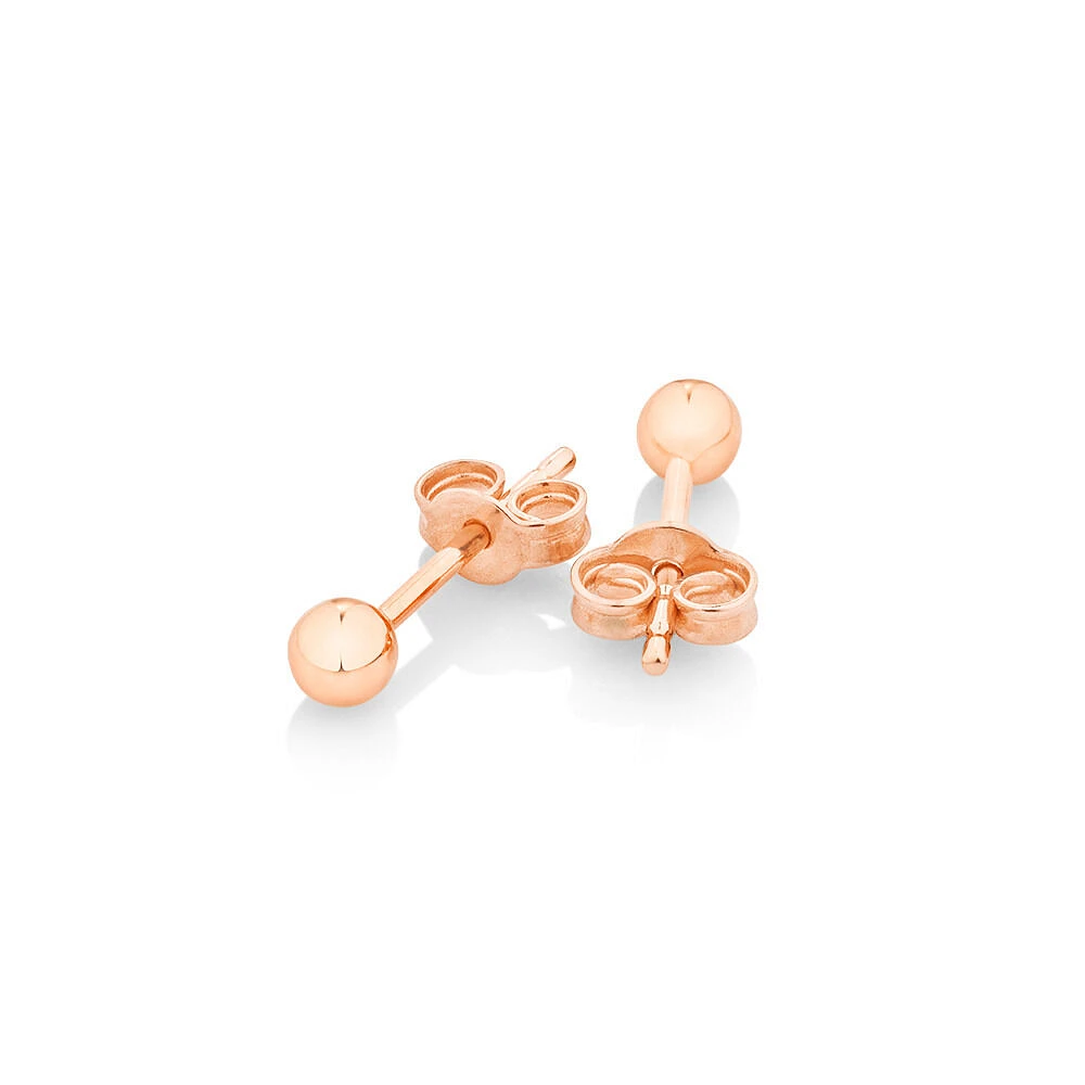 3mm Ball Stud Earrings in 10kt Rose Gold