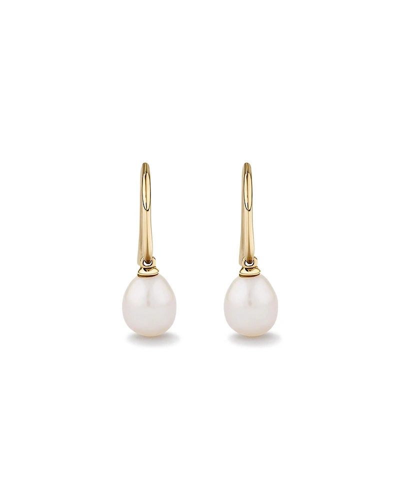 Drop Earrings with Cultured Freshwater Pearl in 10kt Yellow Gold