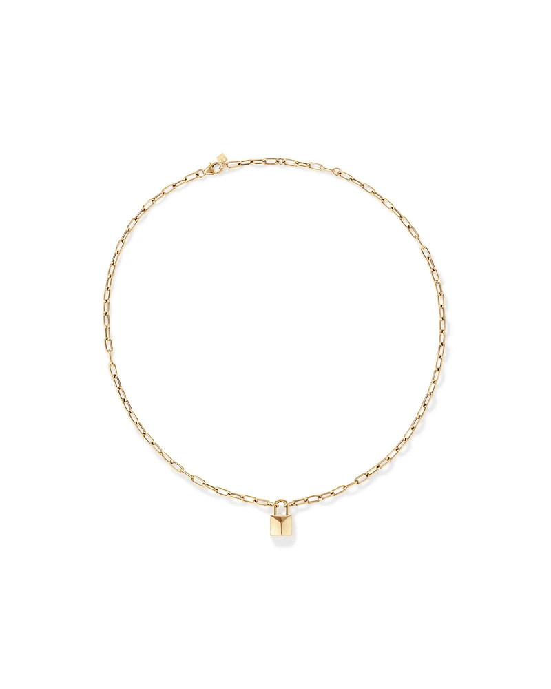 Signature Lock Necklace in 10kt Yellow Gold