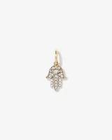 Diamond Hamsa Hand Pendant in 10kt Yellow Gold