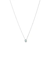 Oval Cut Blue Aquamarine Gemstone and 0.19 Carat TW Diamond Halo Pendant Necklace in 10kt White Gold