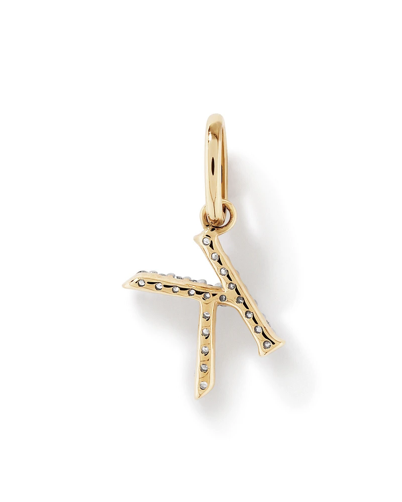 Diamond Letter K Initial Pendant in 10kt Yellow Gold