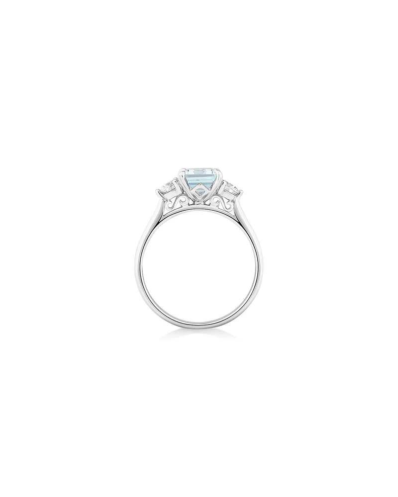 Ring with Aquamarine & 0.40 Carat TW of Diamonds in 10kt White Gold