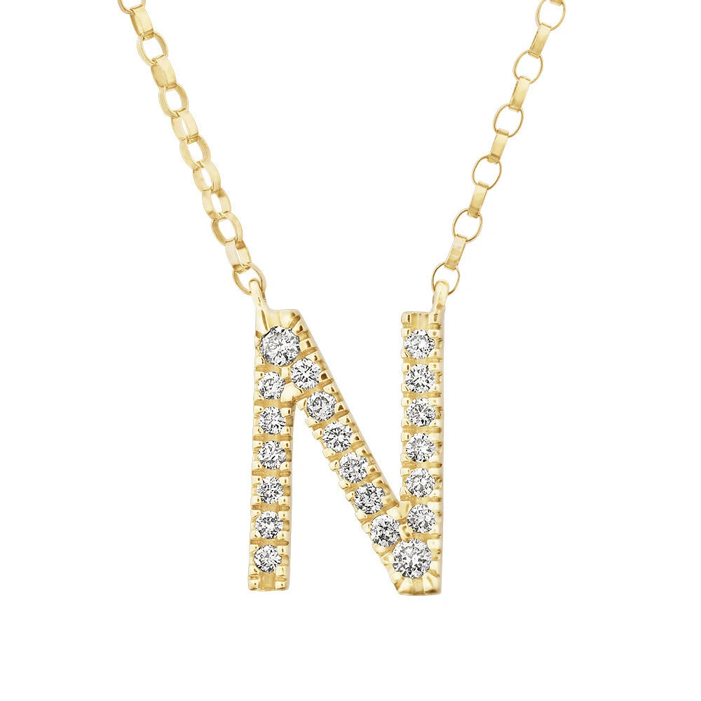 "K" Initial Necklace with 0.10 Carat TW of Diamonds in 10kt Yellow Gold