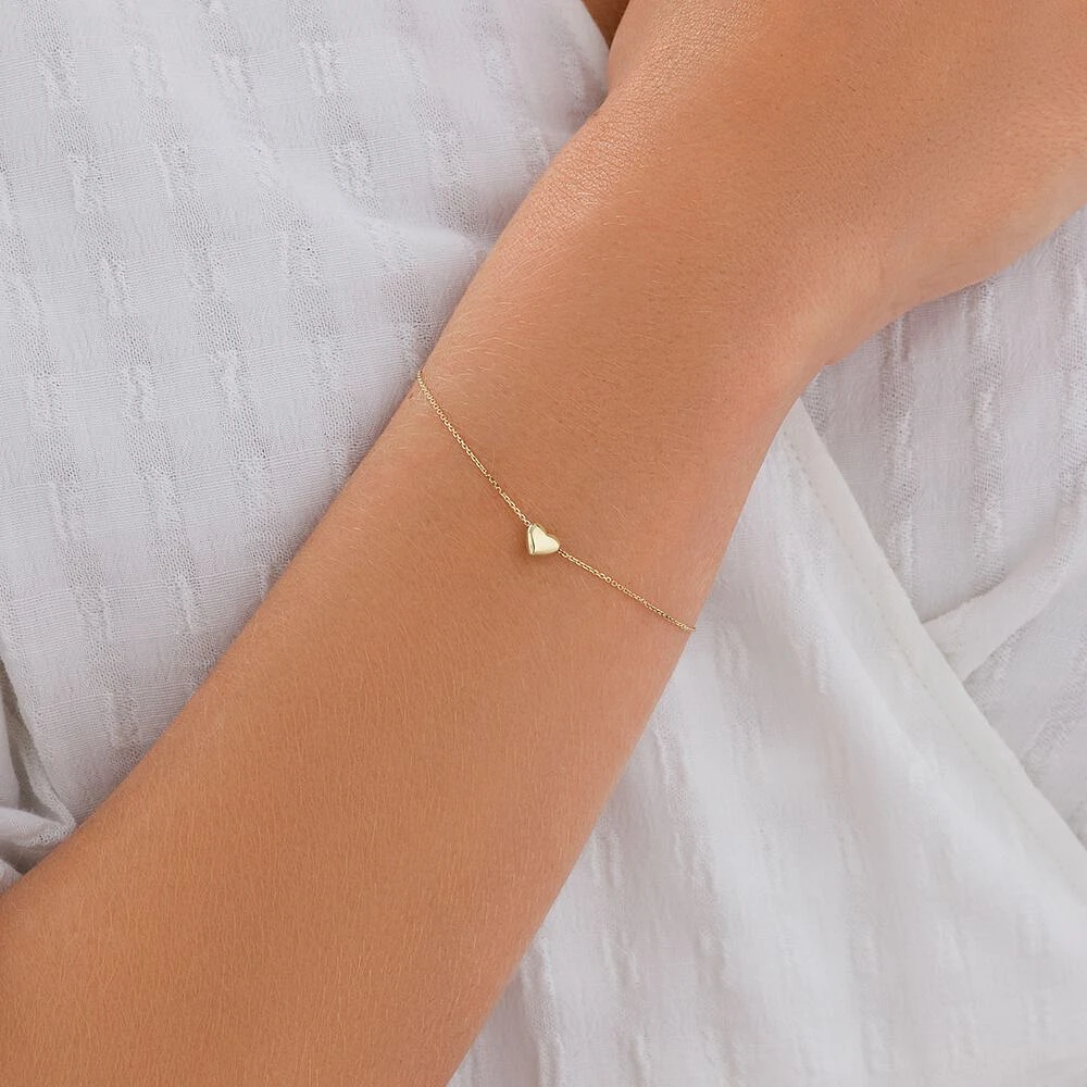 19cm Heart Slider Bracelet in 10kt Yellow Gold