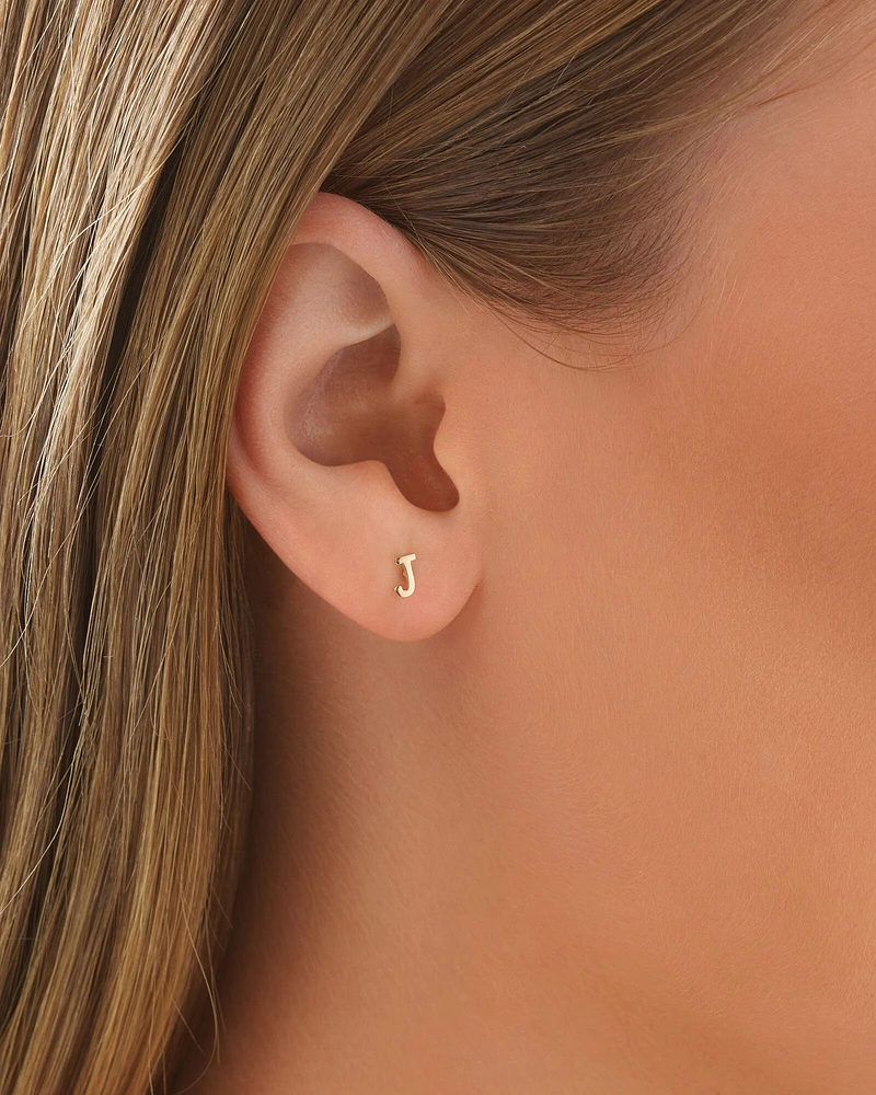 G Initial Single Stud Earring in 10kt Yellow Gold