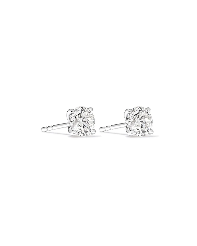 1,00 Carat TW Boucles d'oreilles puces solitaires en diamant en or blanc 18kt