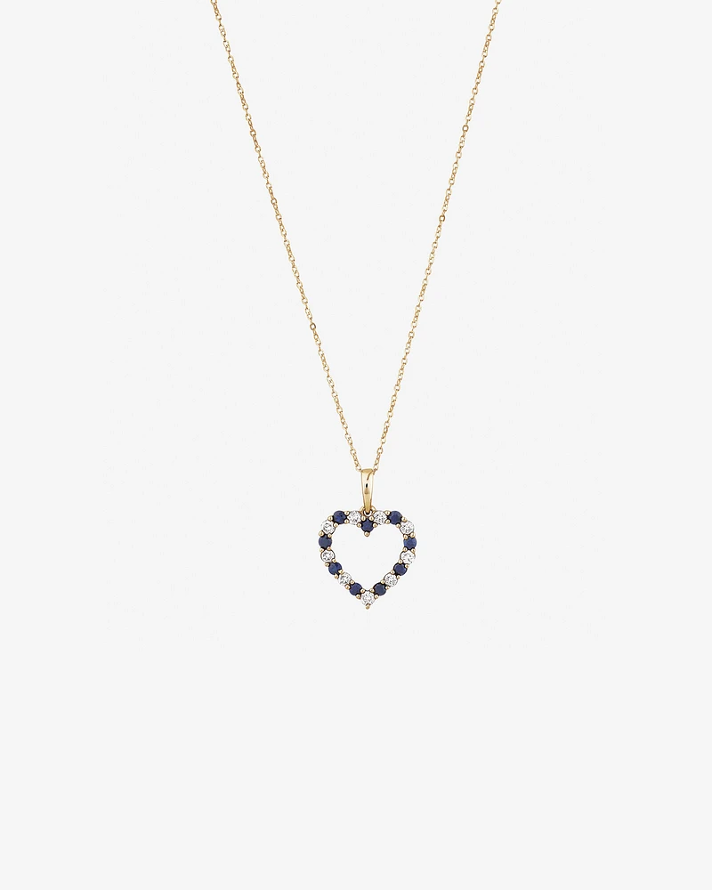 Heart Pendant with Sapphire & 0.25 Carat TW of Diamonds in 10kt Yellow Gold