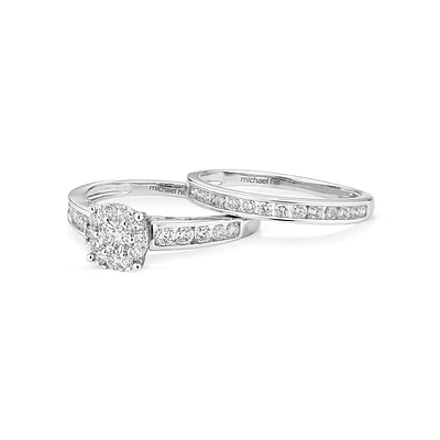 Bridal Set with 1 Carat TW of Diamonds in 14kt White Gold