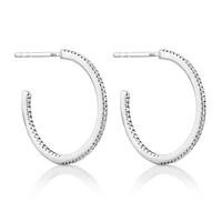 0.15 Carat TW Fine Diamond Hoop Earrings in 10kt White Gold