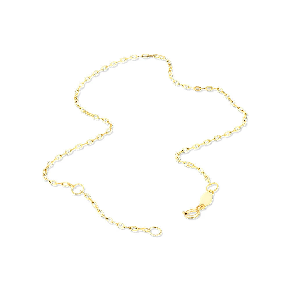 Flat Paperclip Chain Anklet in 10kt Yellow Gold