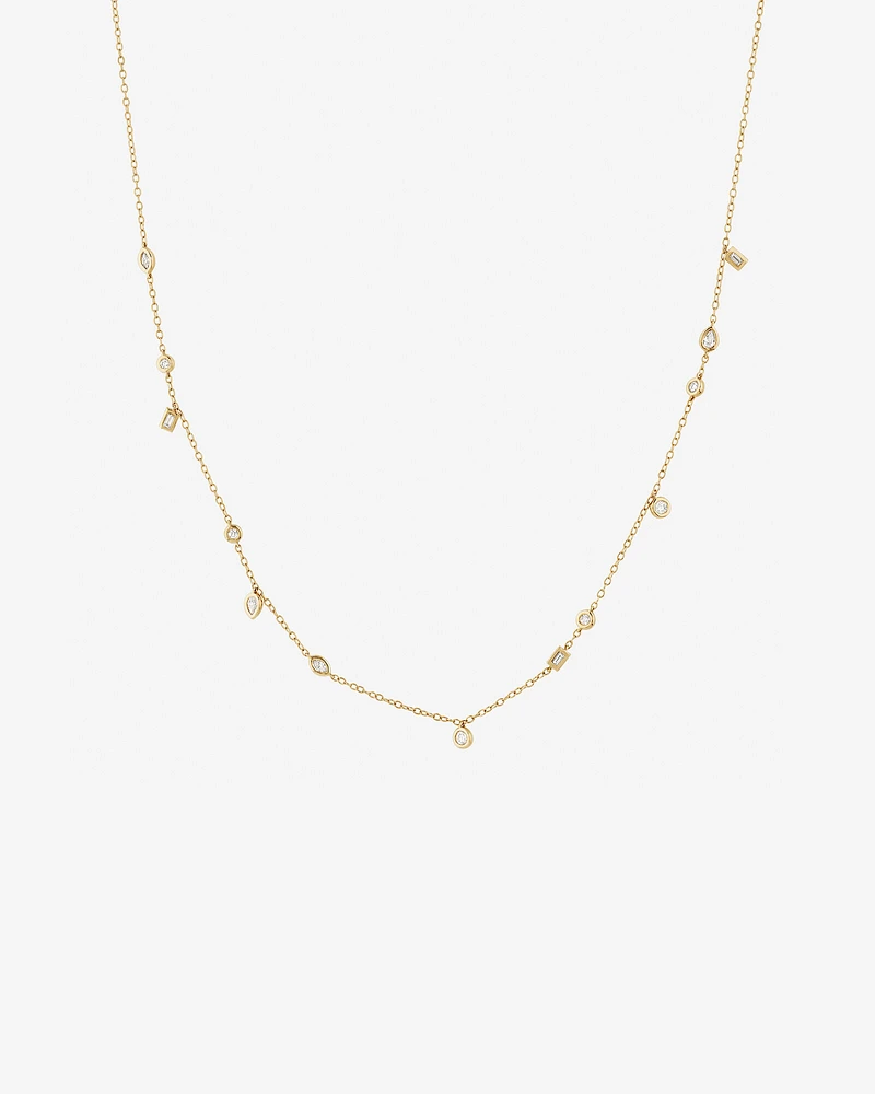 Station Necklace with 0.34 Carat TW of Diamonds in 10kt Yellow Gold