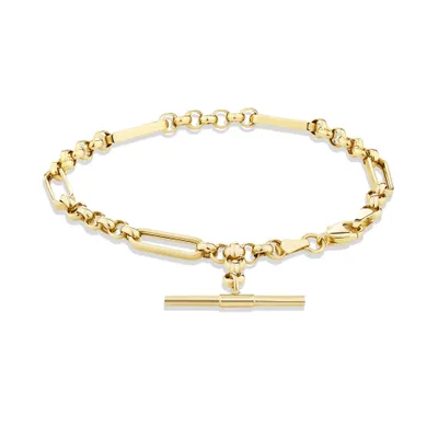 19cm (7.5") 4.5mm-5mm Width Figaro Fob Bracelet in 10kt Yellow Gold